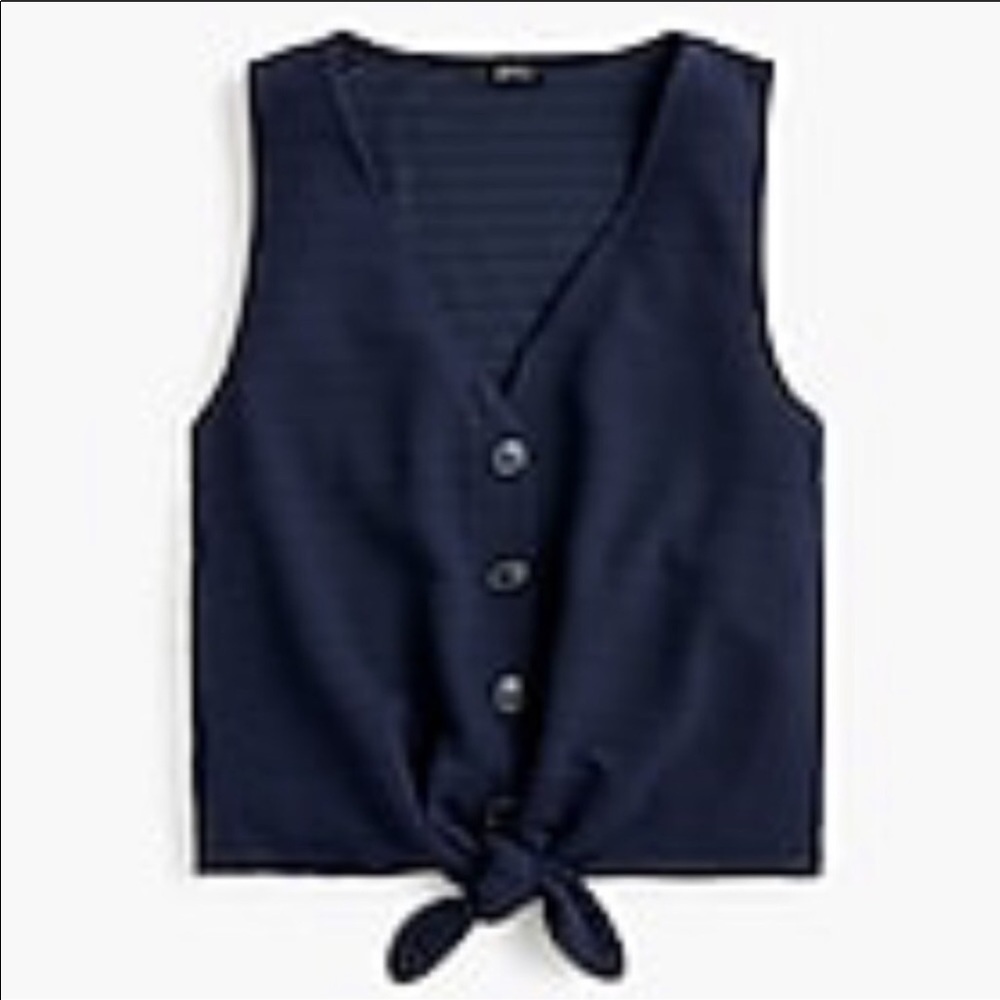 J. Crew Navy Button Tie Front Sleeveless Top Med